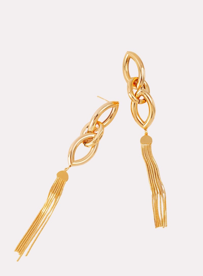 فاشون بيضاوي الشكل سلسلة ربط سلسلة مسمار القرط شرابة - Image 2