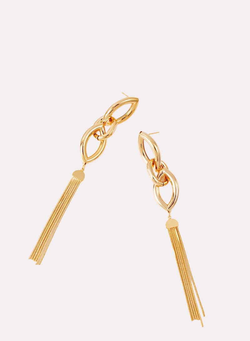 فاشون بيضاوي الشكل سلسلة ربط سلسلة مسمار القرط شرابة - Image 3