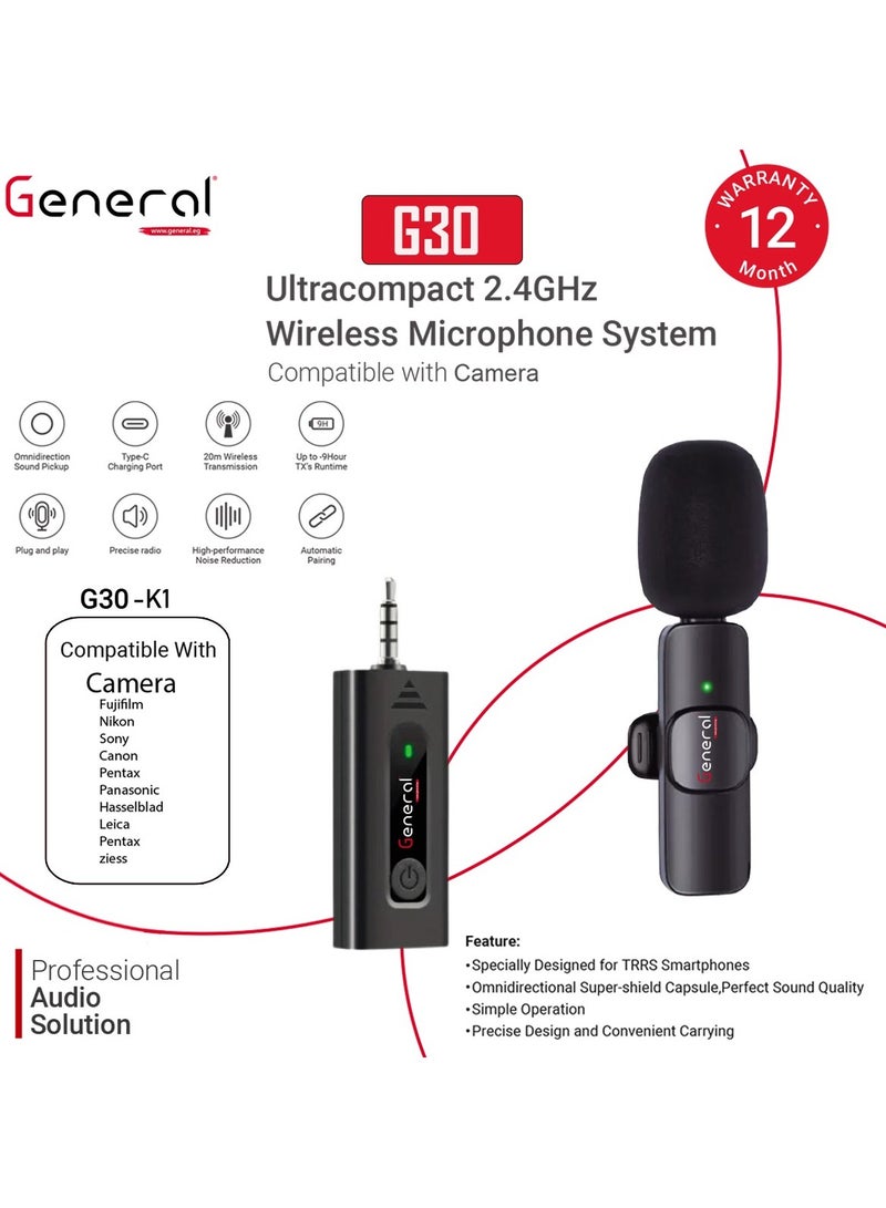 General Wireless G30 microphones camera K1 (Black)