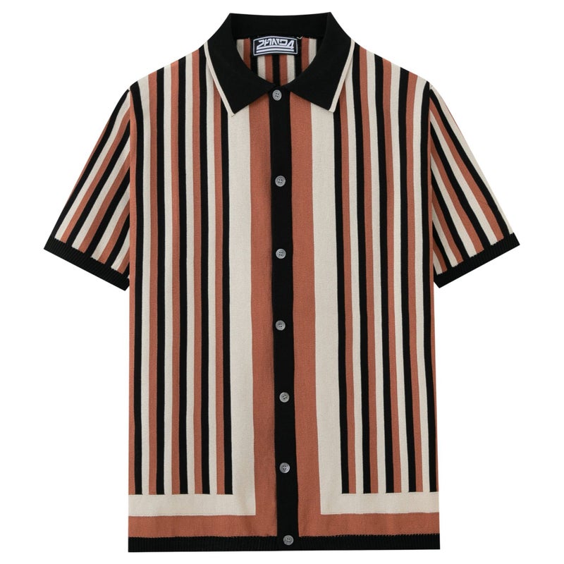 Men's Vintage Contrast Stripe Polo Shirt - Image 4