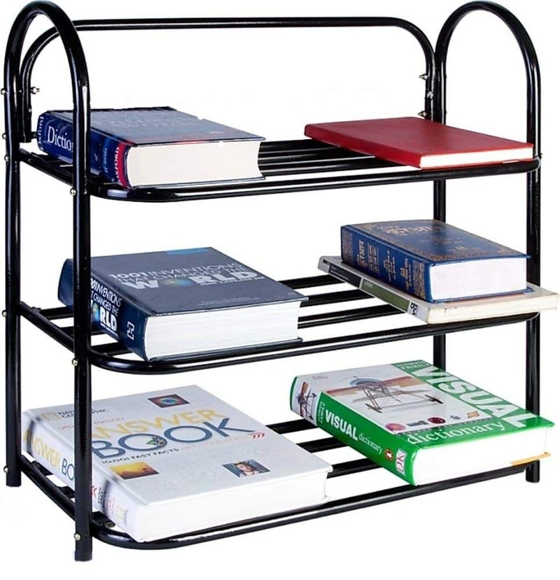 KHODESHWAR ENTERPRISE 3 Shelves Multipurpose Metal Brushed Rack Big Black - Image 1