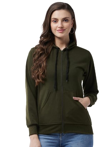 Pivl Full Sleeve Solid Women Sweatshirt_Olive, M - Image 1