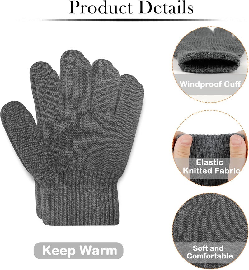 ONESING 3-24 Pairs Winter Knit Gloves for Kids - White Finger Gloves for Boys and Girls - Image 2