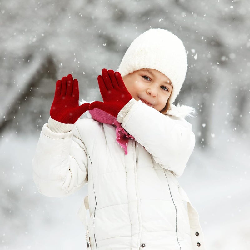 ONESING 3-24 Pairs Winter Knit Gloves for Kids - White Finger Gloves for Boys and Girls - Image 4