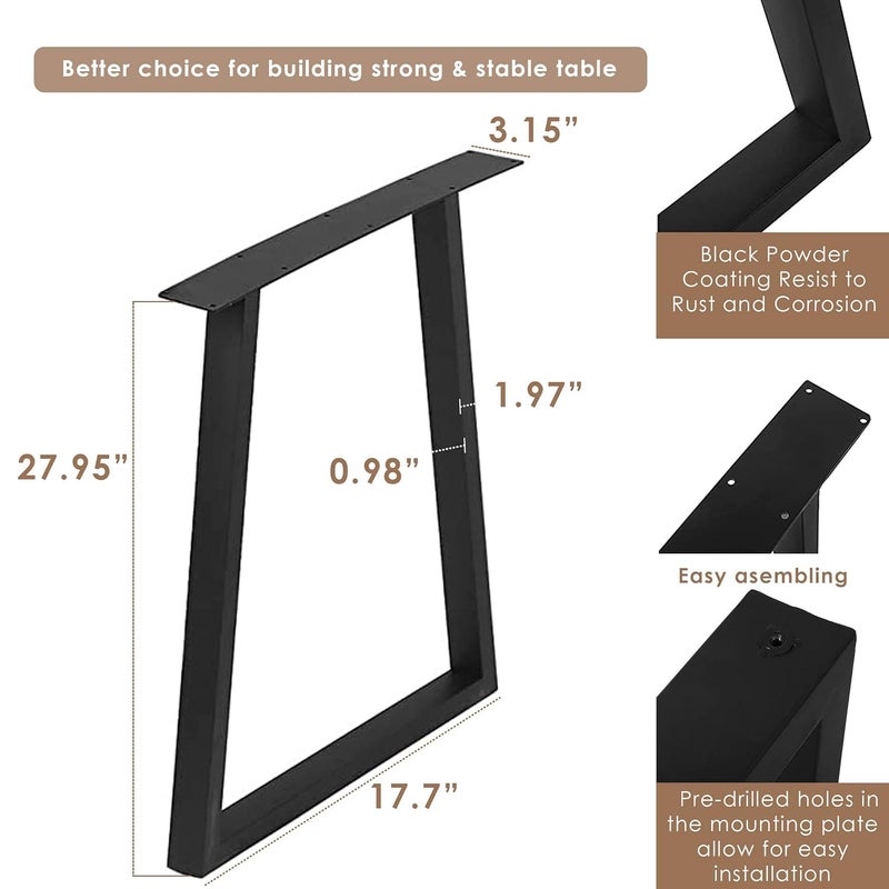 Ventuos Black Metal Tabel Legs 28 x 177 inch Industrial Metal Legs for Coffee Table Heavy Duty End Table Legs - Image 2