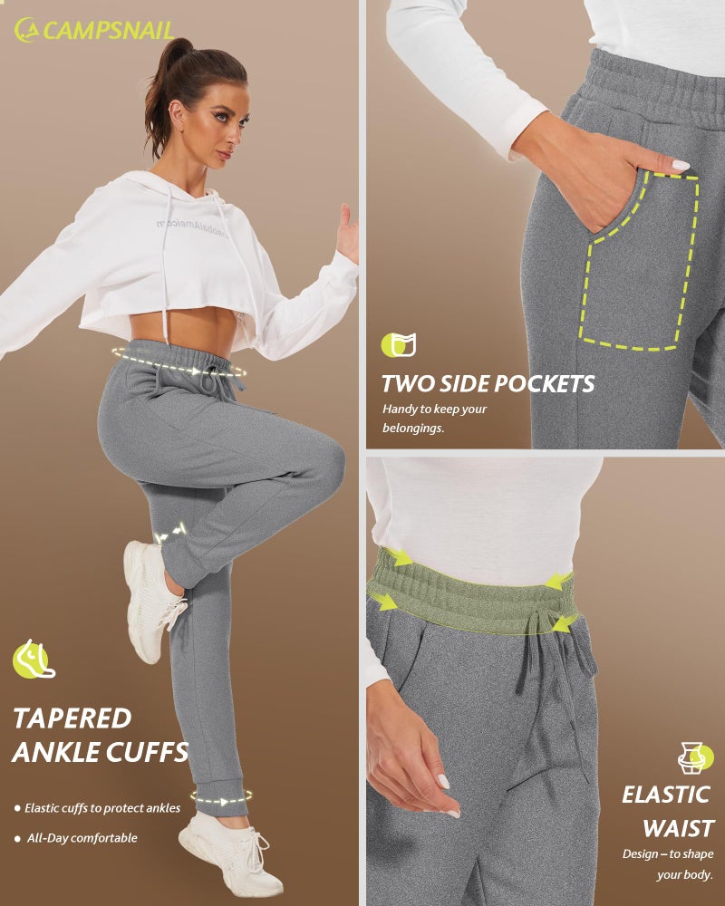 CAMPSNAIL Fleece Lined Sweatpants Women - Joggers for Women with Pockets High Waisted Thermal Winter Warm Pants for Snow - Image 4