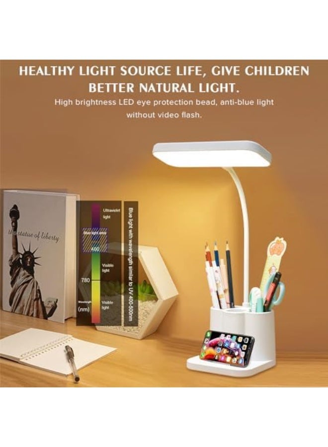 Dimmable LED Table Lamp with Pen Holder – Touch Control Desk Light, 3 Color Modes & Adjustable Brightness – Eye-Caring Study Lamp for Home, Office, Bedroom & Reading - Image 2