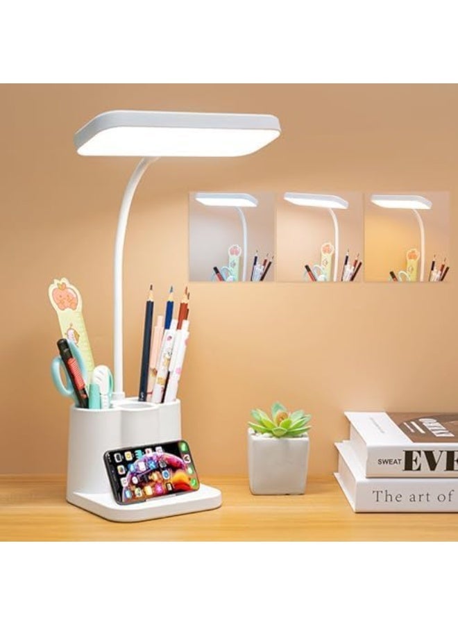 Dimmable LED Table Lamp with Pen Holder – Touch Control Desk Light, 3 Color Modes & Adjustable Brightness – Eye-Caring Study Lamp for Home, Office, Bedroom & Reading - Image 1