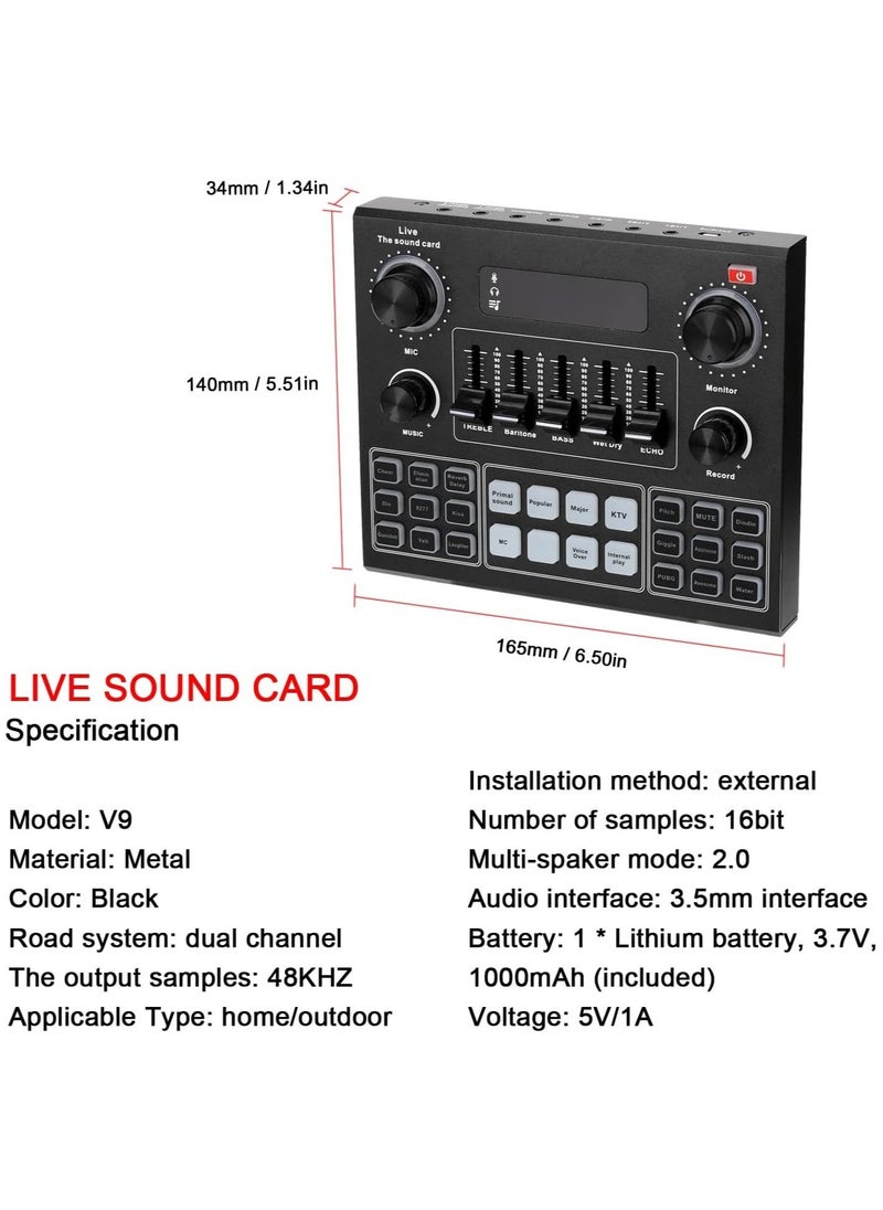 Beauenty Multifunctional Live V9 Sound Card and BM800 Suspension Microphone Kit Broadcasting Condenser Microphone Set Intelligent Webcast Live Sound Card for Computers and Mobile  - Image 2