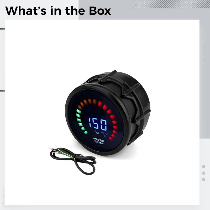 12V Car Water Temp Gauge, 52 Mm Led, Real-Time Display, Easy Install, Universal Fit, Black - Image 5