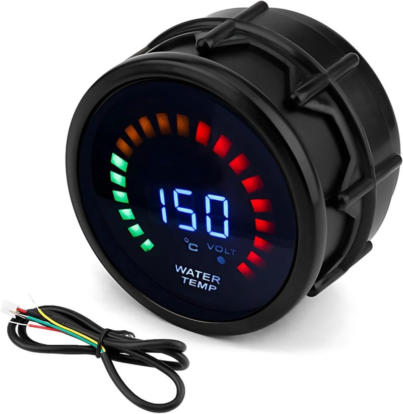 12V Car Water Temp Gauge, 52 Mm Led, Real-Time Display, Easy Install, Universal Fit, Black - Image 1