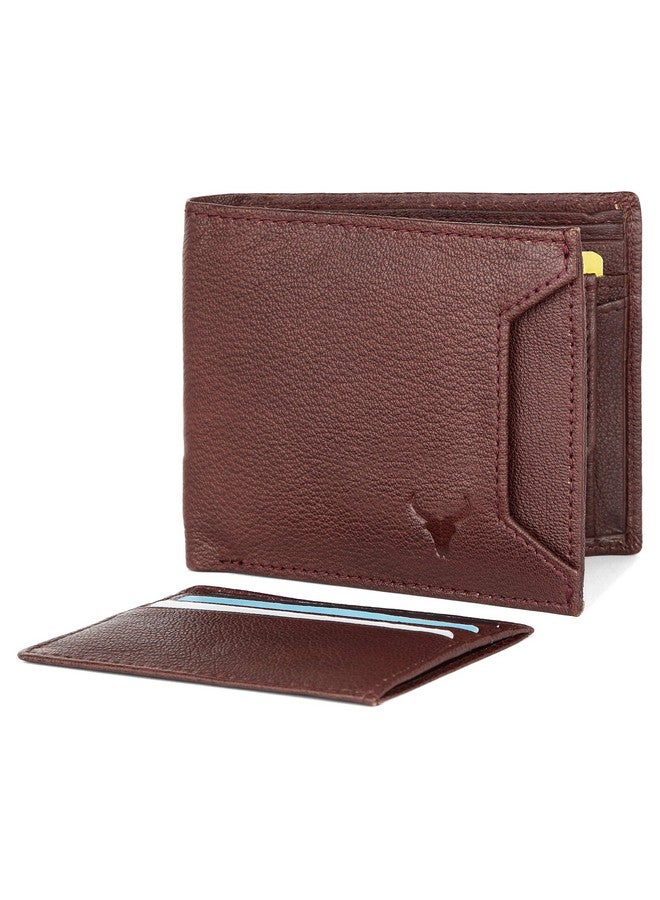 Napa Hide Maroon Leather Wallet For Men I 3 Card Slots I 2 Currency Compartments I 1 Id Window I 3 Secret Compartments I External Card Slot I 1 Coin Pocket - Image 4