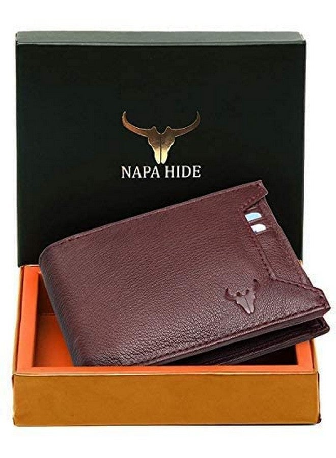 Napa Hide Maroon Leather Wallet For Men I 3 Card Slots I 2 Currency Compartments I 1 Id Window I 3 Secret Compartments I External Card Slot I 1 Coin Pocket - Image 2