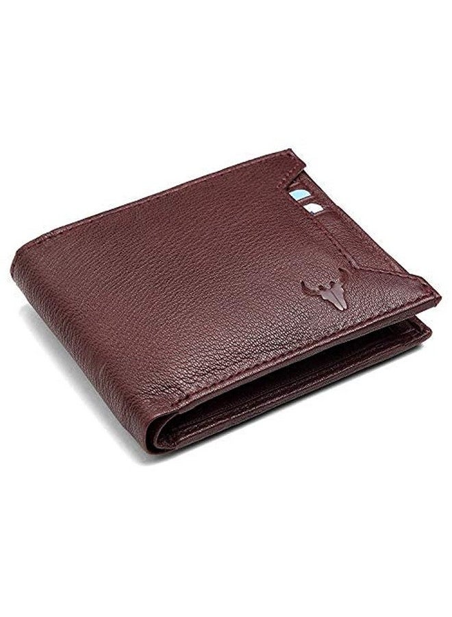 Napa Hide Maroon Leather Wallet For Men I 3 Card Slots I 2 Currency Compartments I 1 Id Window I 3 Secret Compartments I External Card Slot I 1 Coin Pocket - Image 1