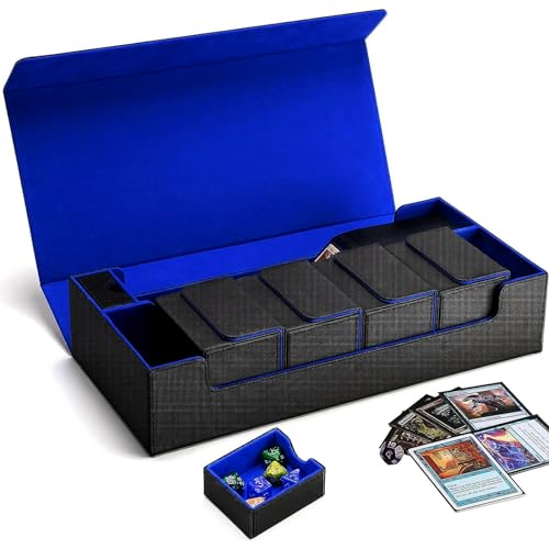 Scimi Premium Trading Card Storage Case TCG Deck Box Holds 800 Sleeved Cards for MTG YuGiOh Uno Sport with Strong Magnet Closure BlackBlue - Image 1