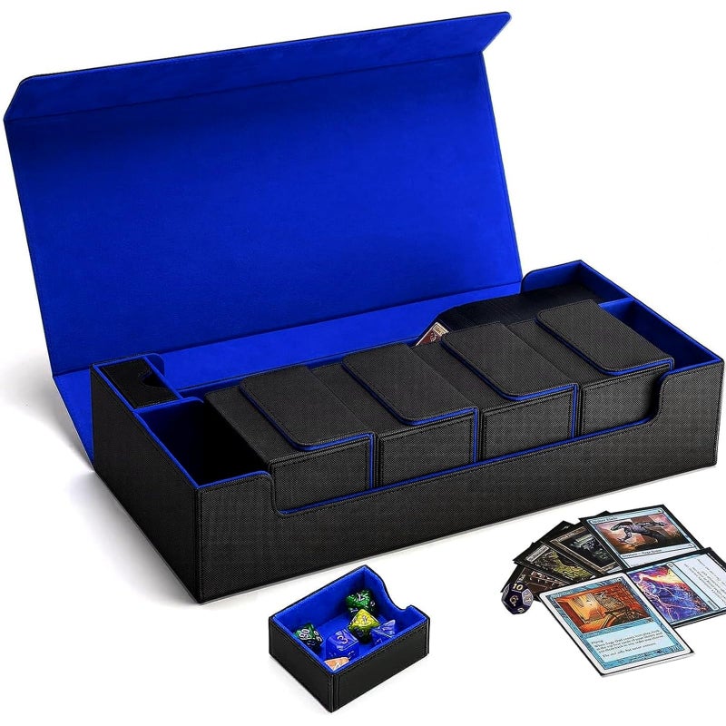 Scimi Premium Trading Card Storage Case TCG Deck Box Holds 800 Sleeved Cards for MTG YuGiOh Uno Sport with Strong Magnet Closure BlackBlue - Image 2