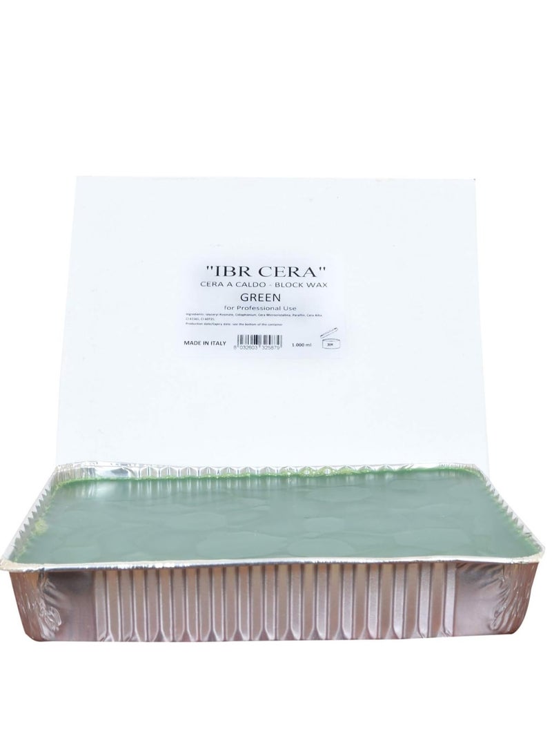 IBR CERA Hard Wax Block Natural Wax for All Skin Types 1000g - Green