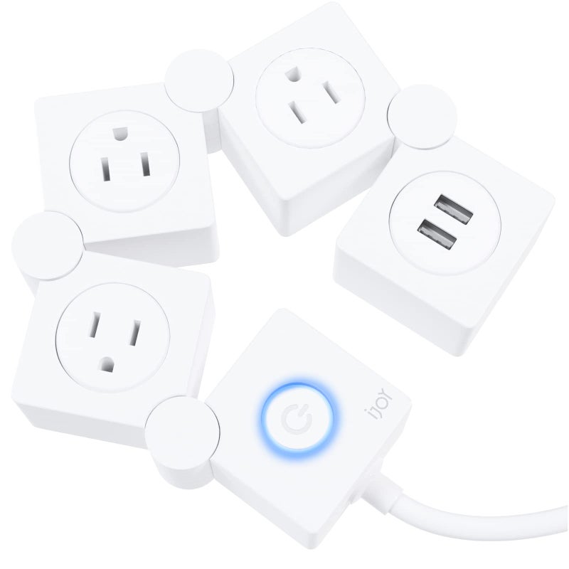 iJoy Flexible Power Strip - 3 AC Outlets and 2 USB Charging Ports with 5 Ft Extension Cord, Power Strip Surge Protector White, Decorative Surge Protector Outlet Extender for Home, Office, and More - Image 1