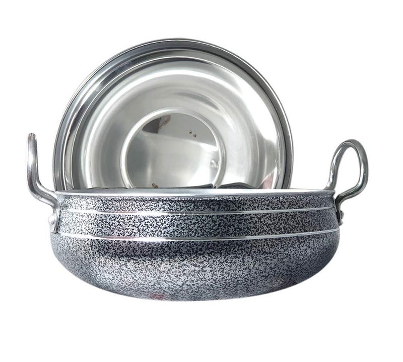 Bartan Hub Cook and Serve Kitchen Handi with Lid (2500 ml, Aluminium Made with Hammer Coating) Kadhai 23 cm Diameter with Lid 2.5 L Capacity (Aluminium) - Image 1