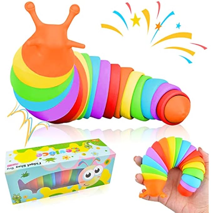 Cevioce Fidget Slug Toy, Sensory Slug Fidget Toy for Kids & Adults, 1Pc Cute 3D Articulated Stim Toy - Can Be Spliced, SafeExercise Wrist Strength & Stress Relief, Great Gift for ADHD Autism - Image 1