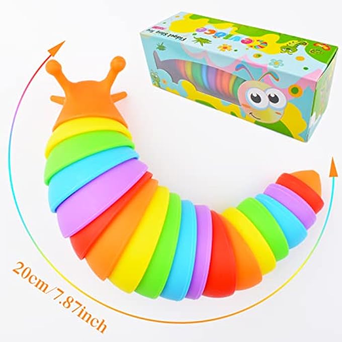Cevioce Fidget Slug Toy, Sensory Slug Fidget Toy for Kids & Adults, 1Pc Cute 3D Articulated Stim Toy - Can Be Spliced, SafeExercise Wrist Strength & Stress Relief, Great Gift for ADHD Autism - Image 3