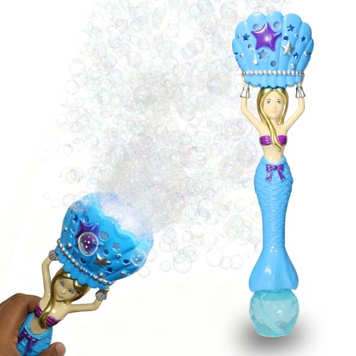 VikriDA Magic Mermaid Bubble Wand – Automatic Bubble Machine for Indoor & Outdoor Fun – Blue - Image 1
