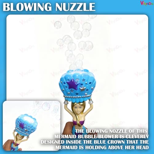 VikriDA Magic Mermaid Bubble Wand – Automatic Bubble Machine for Indoor & Outdoor Fun – Blue - Image 4