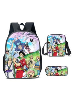 Cartoon anime backpack for primary and secondary school students, large capacity casual lightweight backpack, cartoon shoulder bag, pencil case, pencil case, and pencil case