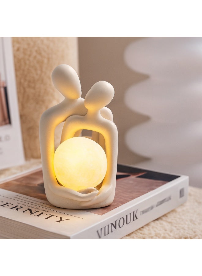 BERAM Couple Aura Lamp Romantic LED Night Light Modern Resin Couple Figurine with Warm Ambient Glow Decorative Table Lamp for Bedroom Home Décor Anniversary and Valentine’s Day Gift