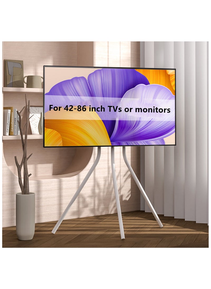 HXDream - TV Stand,Tripod Base,adjustable heigh,Fits 42-86 inch TV or Monitor,,Suitable for conference rooms,living rooms, bedrooms(White) - Image 1