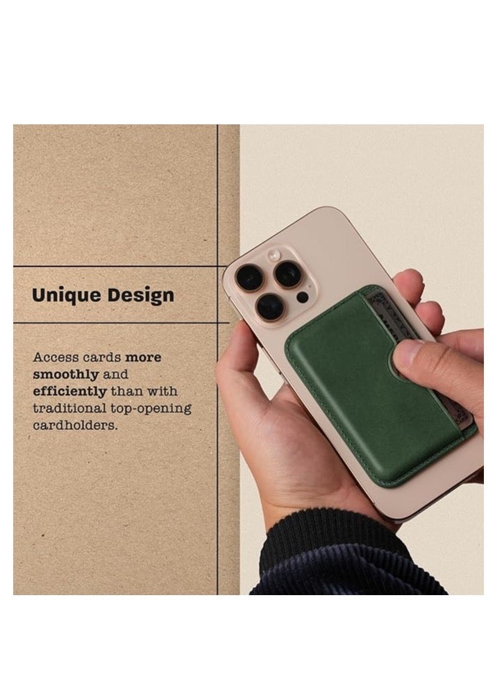 محفظة بطاقة الهاتف من الجلد الإيطالي المصنوعة يدوياً - [حامي الكاميرا] - [MagSafe] - [نحيف وقوي المغناطيسي] - [حامل بطاقات 2-3] -لـ iPhone / 1716/15/14/13/12 Series - Image 4