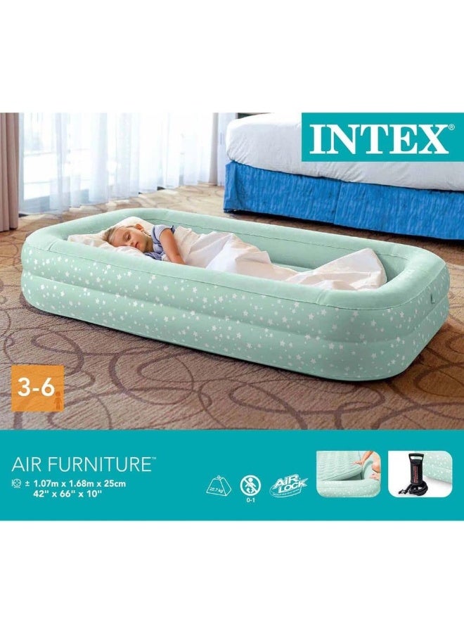 Intex Twin/Single 66810 Kids Travel Bed Set Airbed With Hand Pump polystyrene Mint Green 107x168x25cm - Image 2