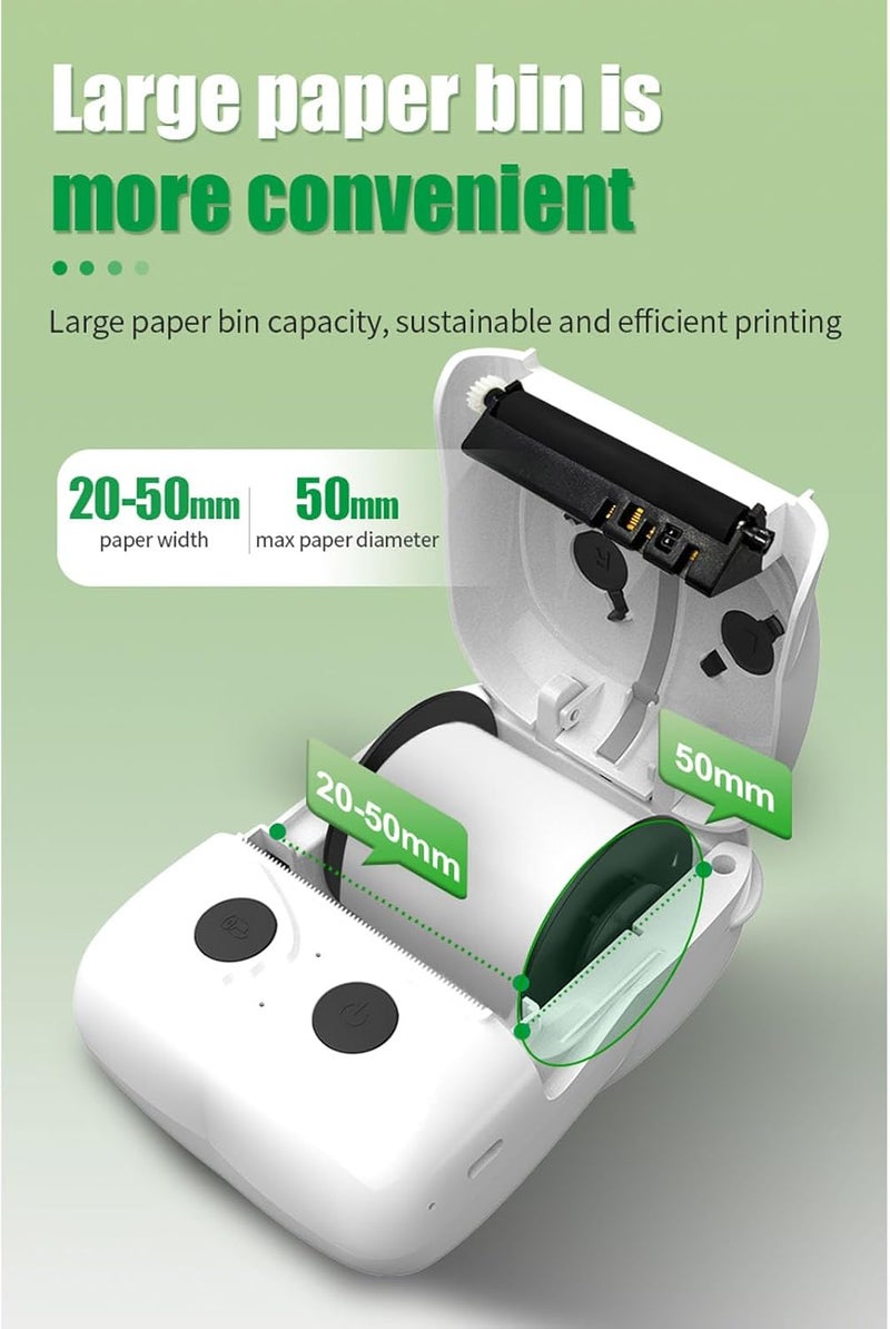 Bluetooth Thermal Label Printer, Portable 50mm Label Maker Machine with 1D 2D Barcode and 1500mAh Battery for Home Office Organization - Image 3