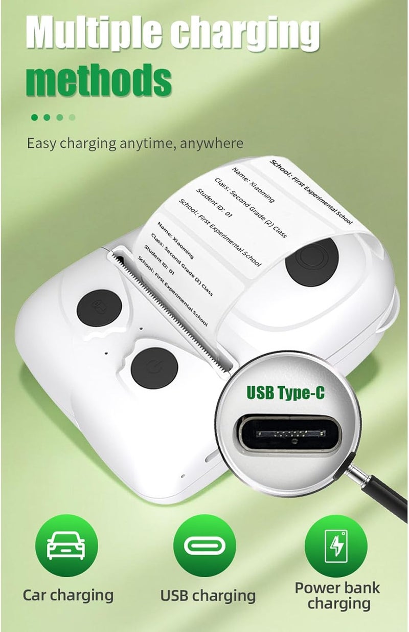 Bluetooth Thermal Label Printer, Portable 50mm Label Maker Machine with 1D 2D Barcode and 1500mAh Battery for Home Office Organization - Image 2