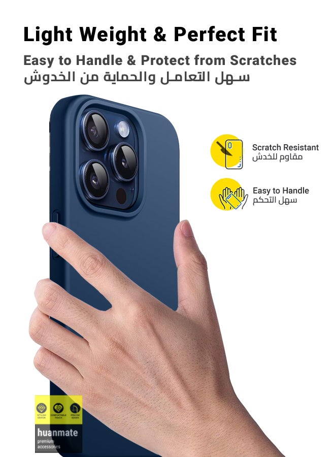 huanmate Stylish Silicone Case Cover For Apple iPhone 15 Pro Navy Blue - Image 5