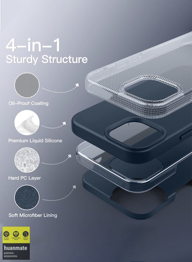 huanmate Stylish Silicone Case Cover For Apple iPhone 15 Pro Navy Blue - Image 4