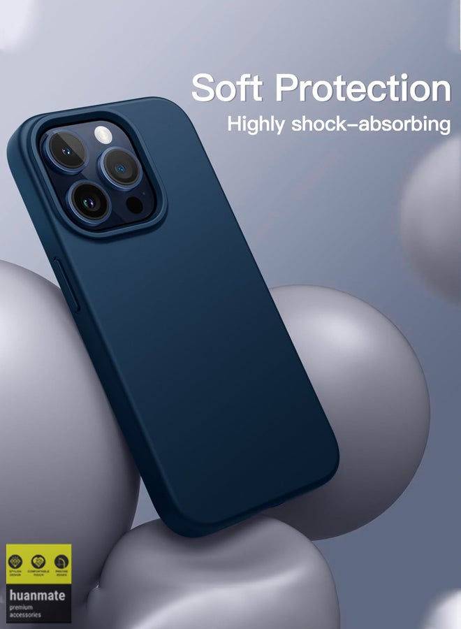 huanmate Stylish Silicone Case Cover For Apple iPhone 15 Pro Navy Blue - Image 3