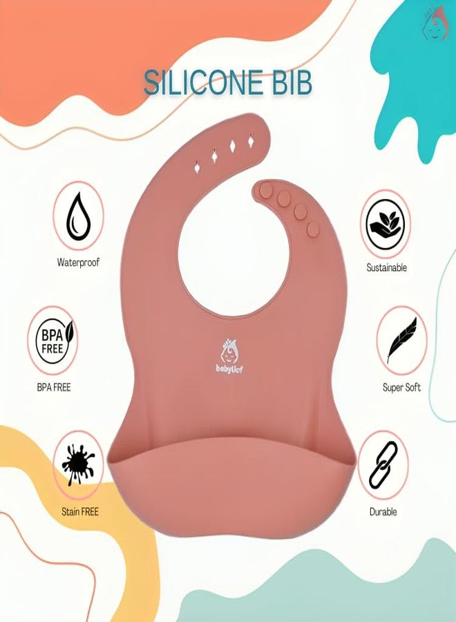 Babylief™ Silicone Baby Bib with Spoon Combo (Pink) - Image 3