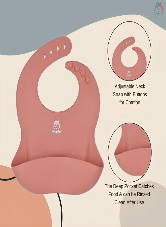Babylief™ Silicone Baby Bib with Spoon Combo (Pink) - Image 2