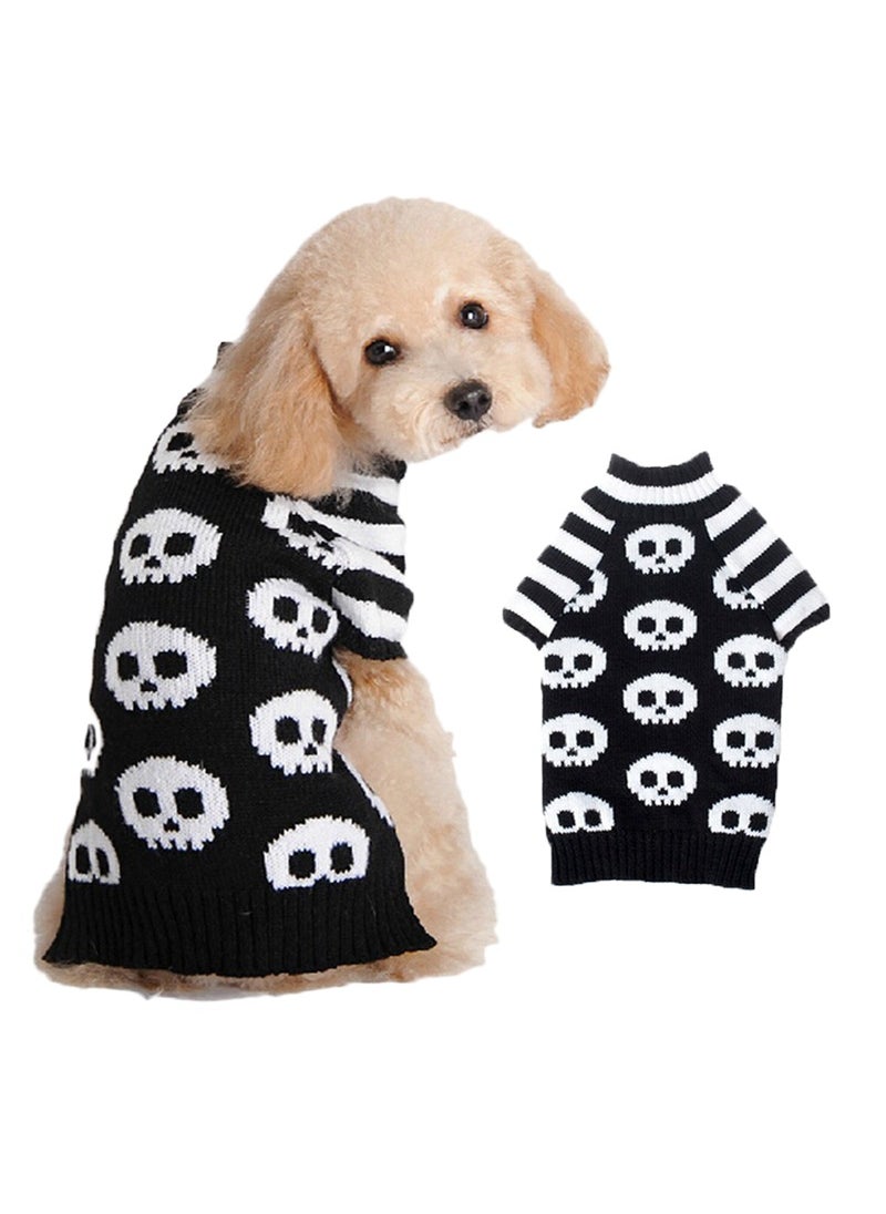 إسكدنيا Skull  Pet Sweater Large Dog Apparel Black and White Skull
