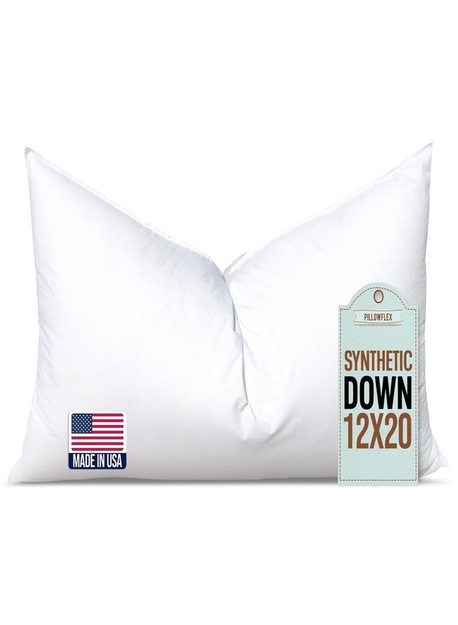 Pillowflex Synthetic Down Pillow Insert, Standard Size - 12x20 inches, Hypoallergenic, Anti Allergic, Plush - Made in USA - Image 1
