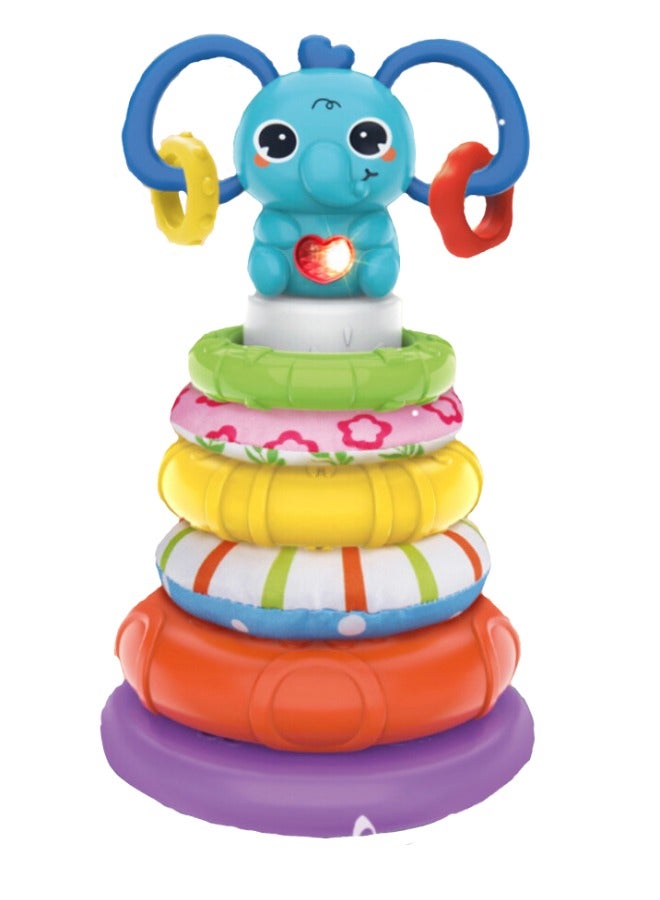 turtees Stacking Toys - Rainbow Tower - Early Educational Stacking Tower with Sound and Light for Boys Girls - Image 1