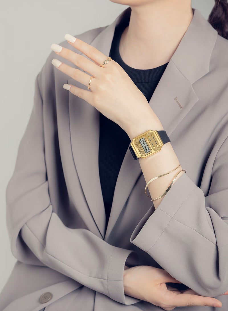 CASIO ساعة رقمية عتيقة بسوار من الراتينج A100WEFG-9A - Image 3