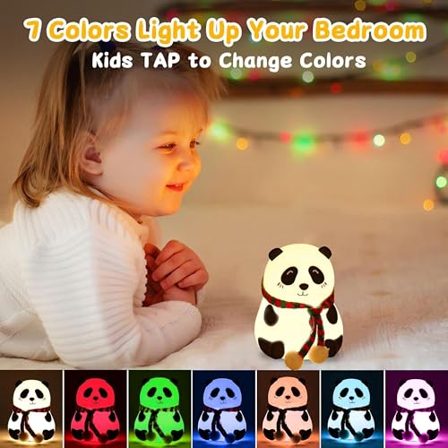 VGRASSP Soft Silicone Panda Night Lamp Toy for Kids - 7 Color LED Changing Rechargeable Squishy Animal Light Gift for Babies and Toddlers - Color As Per Stock - Image 2