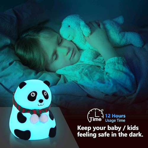 VGRASSP Soft Silicone Panda Night Lamp Toy for Kids - 7 Color LED Changing Rechargeable Squishy Animal Light Gift for Babies and Toddlers - Color As Per Stock - Image 3
