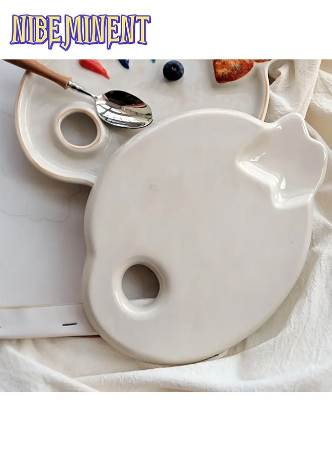 NIBEMINENT Van Gogh Inspired Artist Mixing Palette - Ceramic Artistic Color Mixing Tray, Multi-Purpose Decorative Prop for Painting and Displaying Makeup Essentials, Van Gogh Artwork Inspired - Image 5