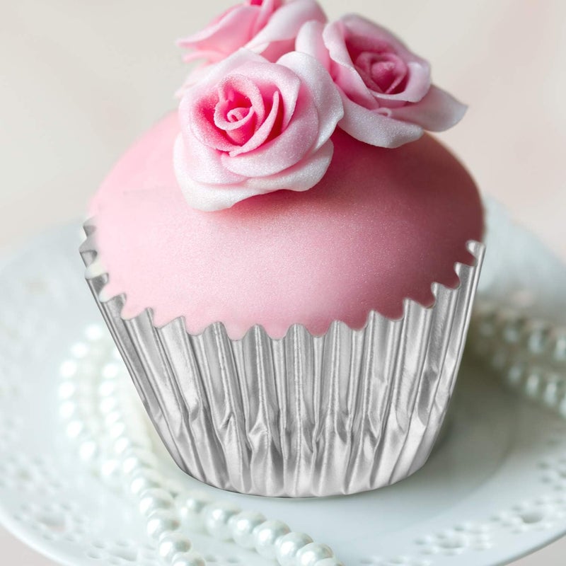 Sumind 400 Pieces Mini Foil Cupcake Liners, Metallic Baking Cups, Disposable, Silver, Various Occasions - Image 4