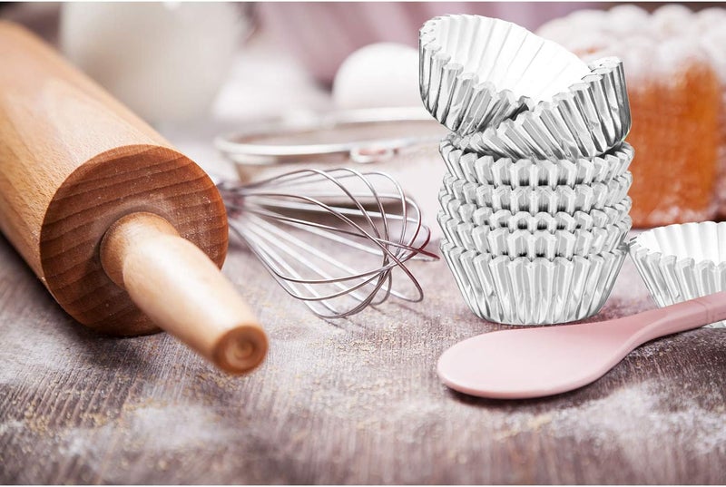 Sumind 400 Pieces Mini Foil Cupcake Liners, Metallic Baking Cups, Disposable, Silver, Various Occasions - Image 5