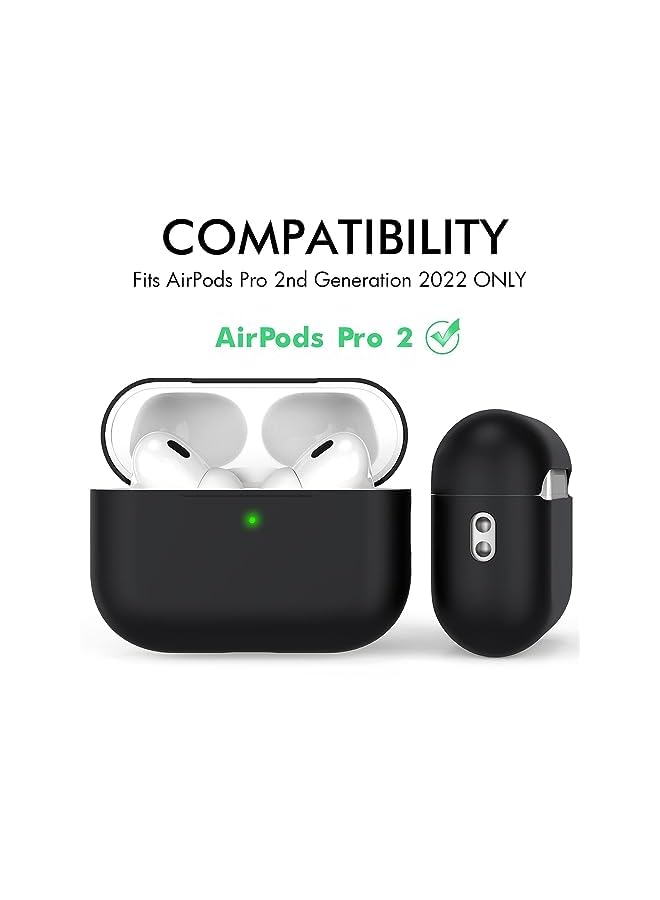 KASTWAVE Air Pods Pro 2 Case Cover 2022 Premium Silicone Case Cover With Lanyard Fully Protective With Front Led Visible Black - Image 2