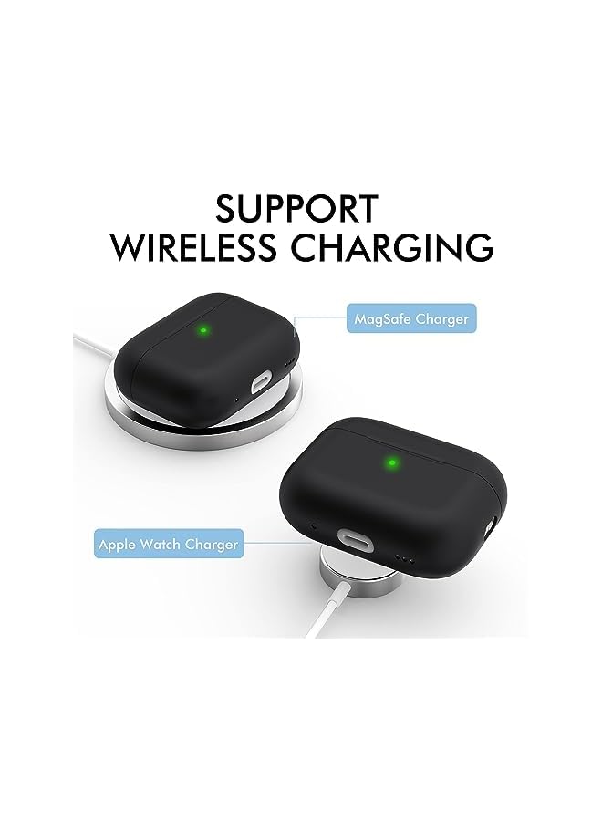 KASTWAVE Air Pods Pro 2 Case Cover 2022 Premium Silicone Case Cover With Lanyard Fully Protective With Front Led Visible Black - Image 3